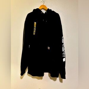 Carhartt Men's Big & Tall Midweight Signature Sleeve Logo Hooded Sweatshirt 4XL